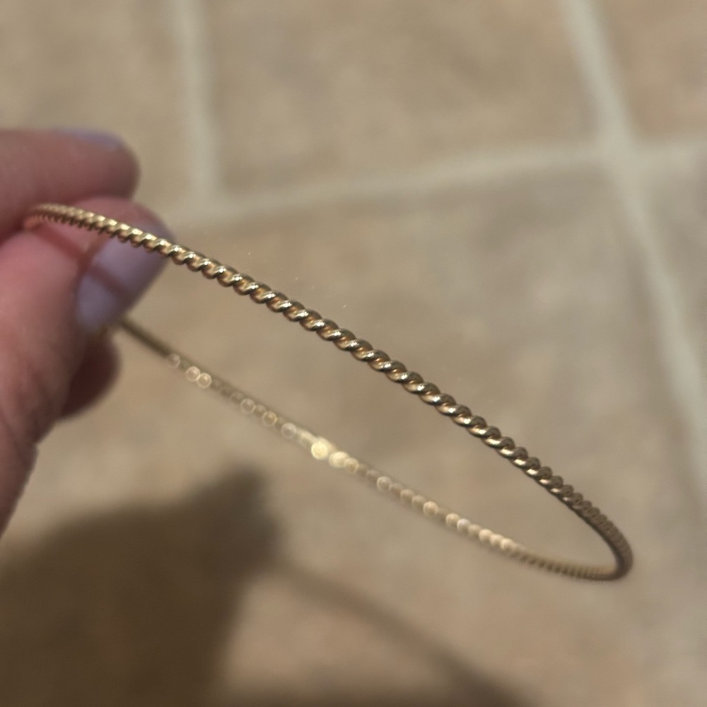 Delicate Gold-Tone Twisted Wire Bangle Bracelet